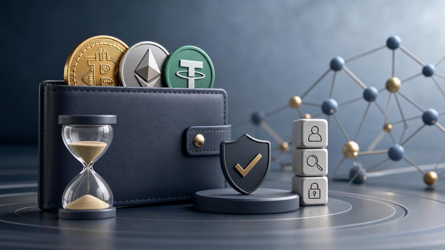 A crypto payout status map showing an exchange order, blockchain network, transaction ID, confirmations, and recipient wallet checks